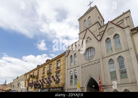 Catholic Church,  “Sacred Heart of Jesus” & 18th & 19th Historic Buildings, Shirok Sokok, (formerly Marshal Tito street), Bitola, Macdonia, (FYROM)), Stock Photo