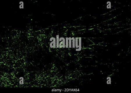 Grunge bright neon background. Green scuffs on a black wall. Stock Vector