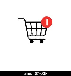 Shopping cart icon, cool flat design vector icon with product purchase sign Stock Vector