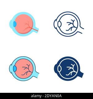 Eyeball icon set in flat and line style. Human body organ symbol. Vector illustration. Stock Vector