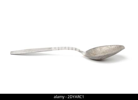 empty aluminum spoon isolated on white background, close up Stock Photo