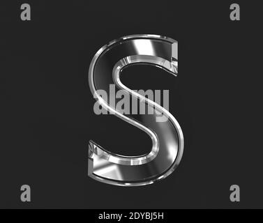 White shine glassy transparent font - letter S isolated on dark, 3D illustration of symbols Stock Photo