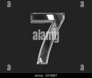 White shine glassy transparent font - number 7 isolated on dark, 3D illustration of symbols Stock Photo