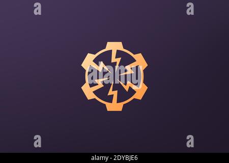 simple lightning engine gear logo in luxury modern style and gold color Stock Vector