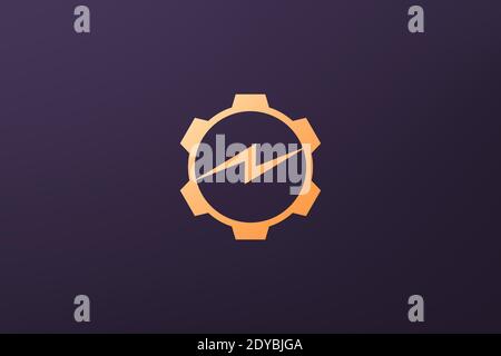 simple lightning engine gear logo in luxury modern style and gold color Stock Vector