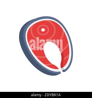 Red fish salmon steak on white background. Vector illustration in trendy flat style. Stock Vector