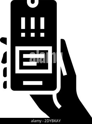 Smartphone error glyph icon. Warning notification. Mobile phone screen ...