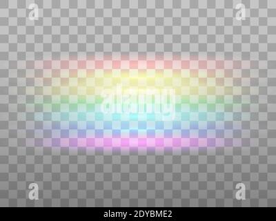 Rainbow light on transparent background. Glowing light, magic glow. Vector illustration Stock Vector