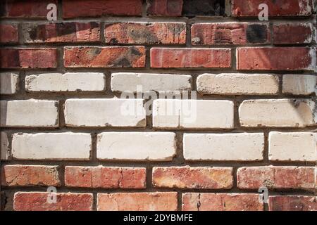 Red and white brick wall. High quality photo. Stock Photo