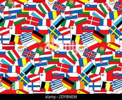 Seamless pattern European flags sketch style hand drawn vector doodle illustration Stock Vector