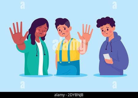 young persons victim of bullying characters vector illustration design Stock Vector