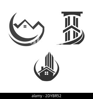 Professional Real Estate Logo Icon Template 3 Style For Business Or Company Stock Vector