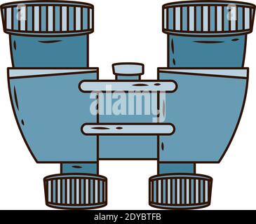 binoculars device line and fill style icon vector illustration design Stock Vector