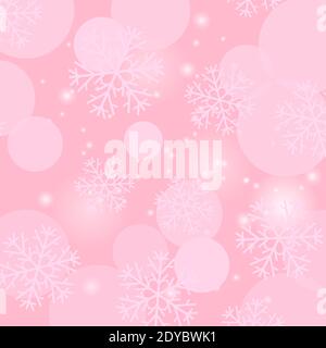 Snowflakes Seamless Pattern on Pink Background. Winter Christmas Decorative Texture Stock Vector