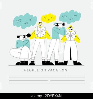 group of people on vacation characters vector illustration design Stock Vector
