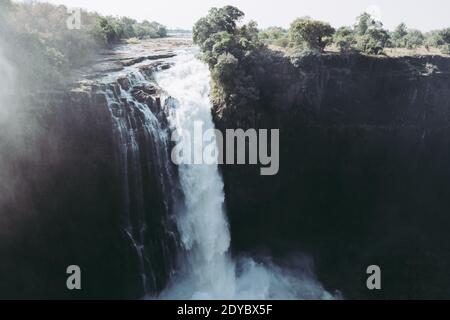Devil's Cataract Waterfall at Victoria Falls on the Zambezi River in Zimbabwe, Africa Stock Photo