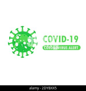 Coronavirus logo Covid-19 isolated on white. Green medical epidemic virus symbol. Coronavirus quarantine vector illustration concept Stock Vector
