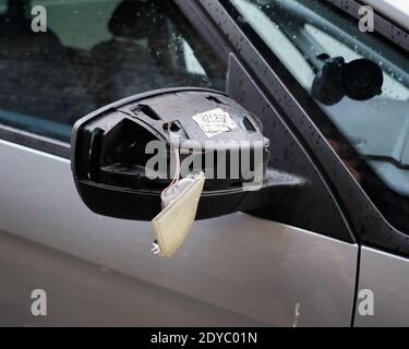 car with a broken side view mirror Stock Photo - Alamy