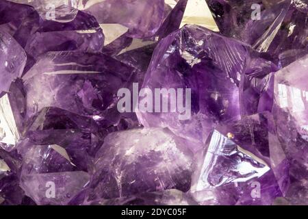 Bright violet texture from natural amethyst Stock Photo