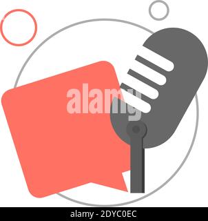 Podcast Icon. Mic With Speech Bubble. Stock Vector