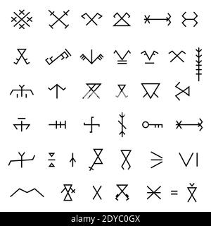 Set of ethnic Baltic Folk ancient traditional symbols Stock Vector