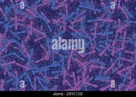 Color Ants Illustration Seamless Pattern on Blue Background Stock Vector