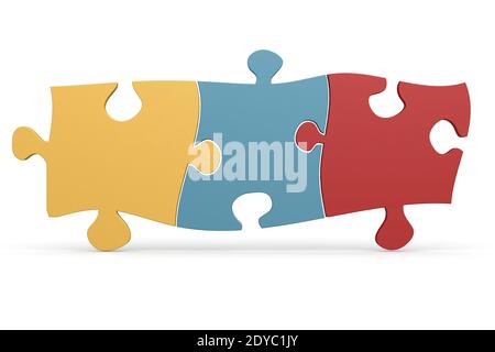 An illustration of Colorful jigsaw puzzle isolated on white background, 3D rendering Stock Photo