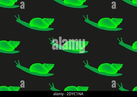 Green Snails Illustration Seamless Pattern on Blue Background Stock Vector