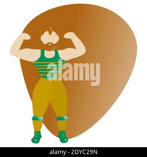 The circus strongman. Isolated vector illustration for banner or flyer. Copy space Stock Vector