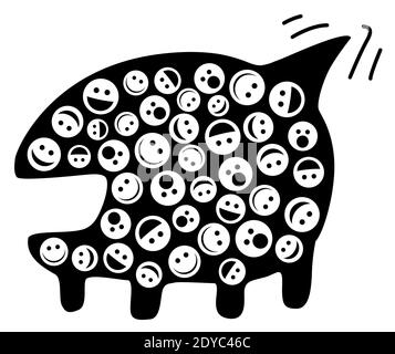 Speech balloon animal surreal abstract symbol silhouette stencil black, vector illustration, horizontal, isolated Stock Vector
