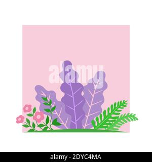 Beautiful plants and flowers. Template for decoration and design. Vector isolated illustration in flat style. Stock Vector