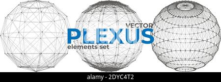 Abstract spherical plexus design elements set Stock Vector
