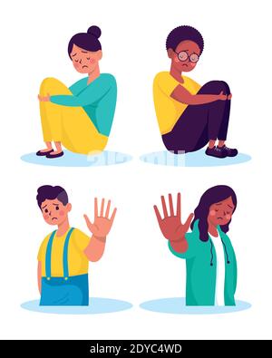 people victims of bullying characters vector illustration design Stock Vector