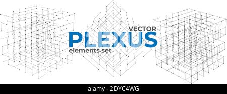 Abstract plexus design elements set. Stock Vector