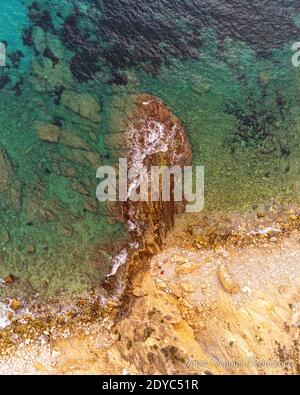 beautiful beach seen from the air to bird flight in spain Stock Photo