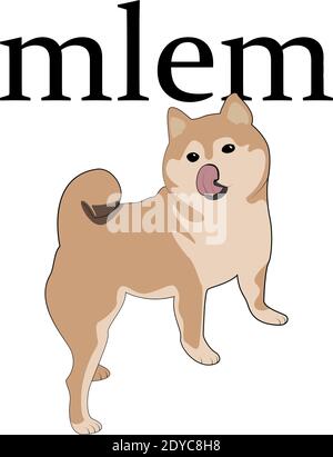 Cute Shiba Inu With Tongue Out and Inscription - mlem. Vector Illustration. EPS 10 Stock Vector