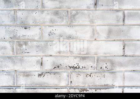 White grunge brick wall background. Old wall from silicate brick. Construction background Stock Photo