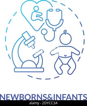Examination of infants linear icon concept. Examination of infants line ...