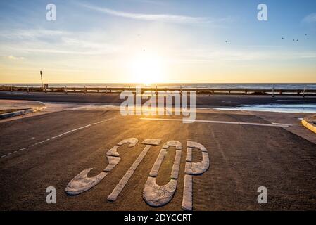 Winter afternoon coastal scene at Sunset Cliffs Natural Park. San Diego, California, USA. View is from Sunset Cliffs Boulevard. Stock Photo