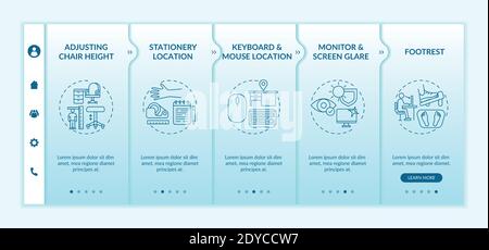Office workplace safety tips onboarding vector template Stock Vector