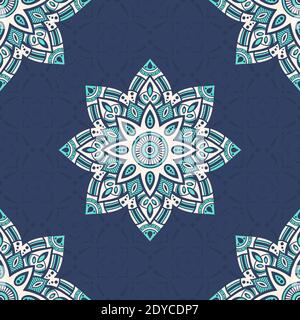 Seamless vector color pattern with mandala. Abstract oriental mandala background. Vintage decorative elements. Islam, Arabic, Indian, ottoman motifs. Stock Vector