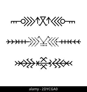 Ethnic baltic Folk linear art ornament borders. Stock Vector