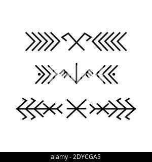 Ethnic baltic Folk linear art ornament borders. Stock Vector