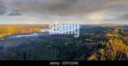 A view from one of Denmark’s largest hills, (Sukkertoppen) where you get a magnificent view of the beautiful nature of the Danish lakelands. Stock Photo