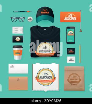 Vector food identity template design set. Branding MockUps. Packages Mock-up Pack for your company Stock Vector