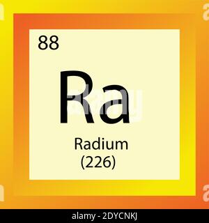 Ra Radium Chemical Element Periodic Table. Single element vector illustration, Alkaline Earth Metals element icon with molar mass and atomic number Stock Vector