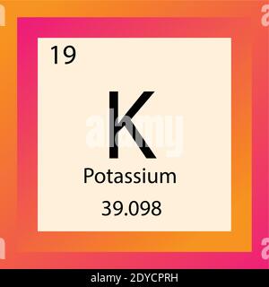 K Potassium Chemical Element Periodic Table. Single element vector illustration, Alkali Metals element icon with molar mass and atomic number Stock Vector