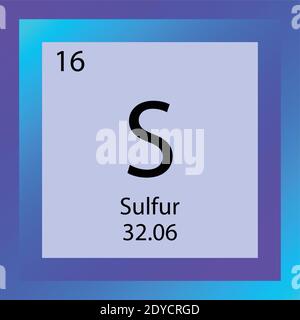 S Sulfur Chemical Element Periodic Table. Single element vector illustration, Non metals element icon with molar mass and atomic number Stock Vector