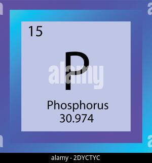 P Phosphorus Chemical Element Periodic Table. Single element vector illustration, Non metals element icon with molar mass and atomic number Stock Vector