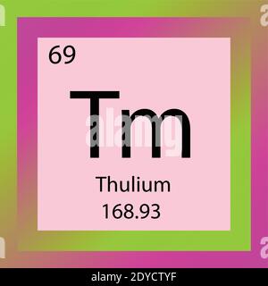 Tm Thulium Chemical Element Periodic Table. Single element vector illustration, Lanthanide element icon with molar mass and atomic number. Stock Vector